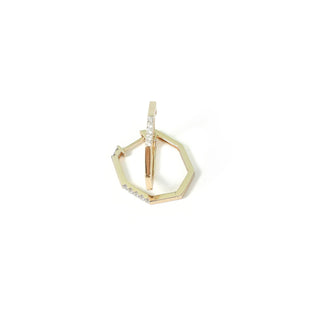 14K Gold and Diamond Geometric Hoop Earrings on a white background